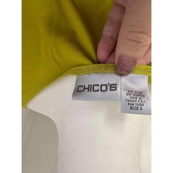 Chicos Womens  Size 3 Lime Green Tank Top 16/18 Nylon/Spandex Stretch Sleeveless - Picture 4 of 6